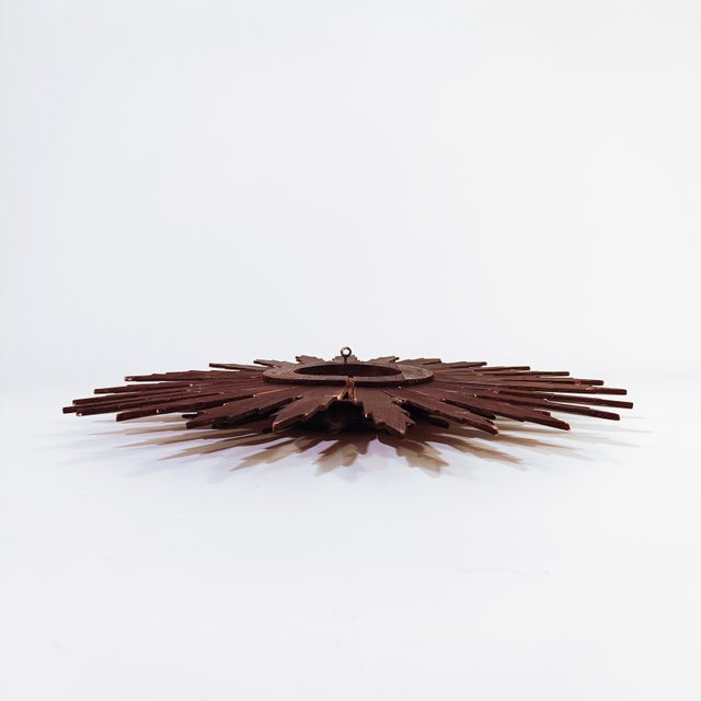 Large Sun Mirror in Wood and Gold Leaf, 1950s For Sale - Image 10 of 11