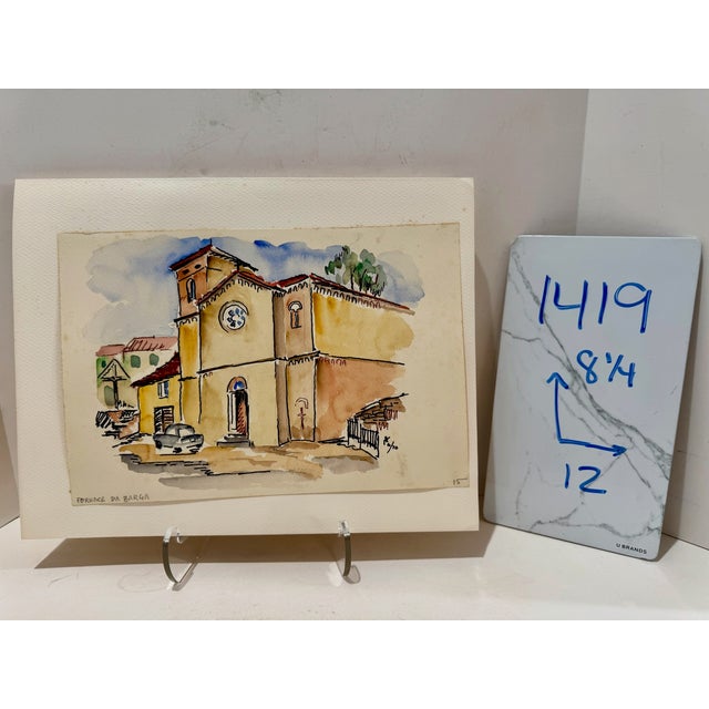 Paper Henry Emil Salloch Original Watercolor on Paper Fornace, Italy. 1970. For Sale - Image 7 of 7