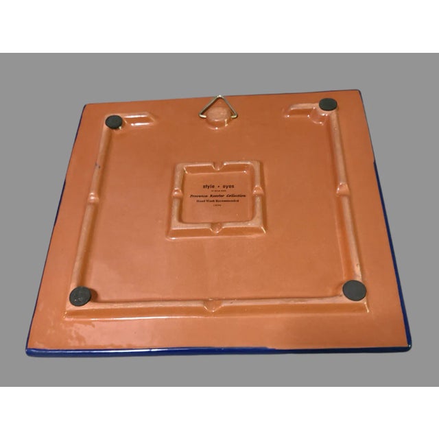 Late 20th Century Provence Baum Bros. Style Eyes Hand Painted Terra-Cotta Country Rooster Wall Hanging Trivet Tile For Sale - Image 6 of 9