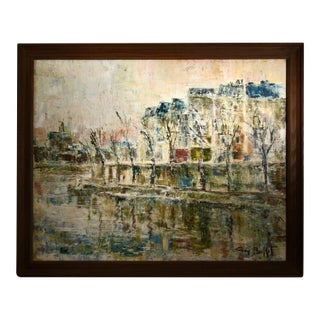 Guy Buffet Les Quais De La Seine With Notre Dame, Paris. C.1970 Painting For Sale