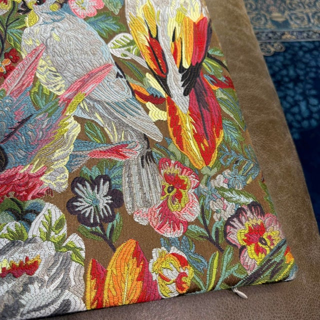 Exotic Bird Jacquard Woven Cushion Cover For Sale - Image 14 of 15