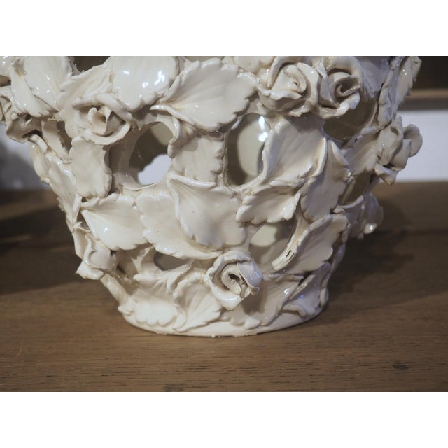 Pair of Lidded and Pierced Italian Roses Creamware For Sale - Image 15 of 18