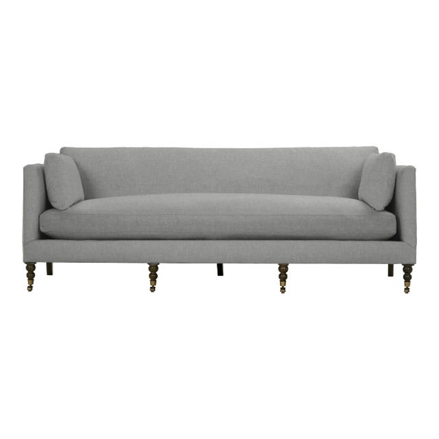Greta Sofa, Grey Flannel, Espresso Legs For Sale