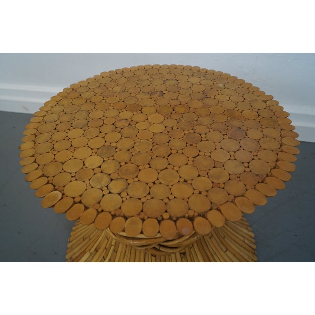 McGuire Sheaf of Wheat Bamboo Rattan Glass Table For Sale - Image 9 of 10