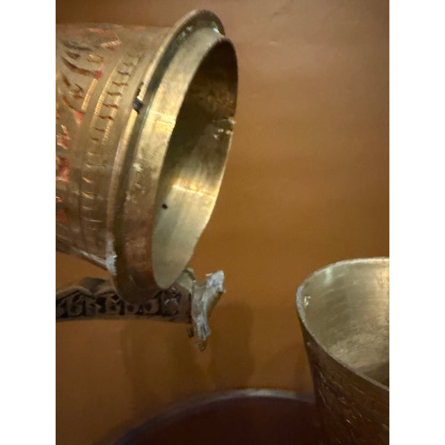 Vintage 23" Ornate Etched Solid Brass Aftabeh Ewer For Sale - Image 17 of 18