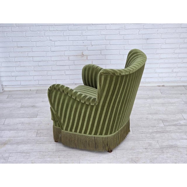 Danish Armchair in Green Furniture Velour, 1960s For Sale - Image 10 of 18
