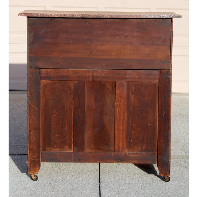 Antique Quarter-Sawn Tiger Oak Roll Top Secretary Desk With Carved Floral Cabinet & Original Key, C. 1900–1915 For Sale - Image 16 of 18