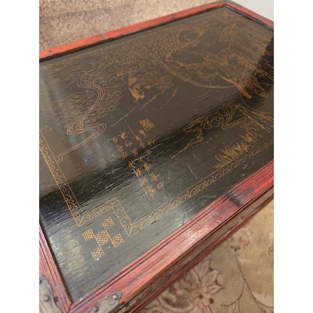 Wood Antique Chinese Woven Rattan Portable Wedding Side Chest For Sale - Image 7 of 18