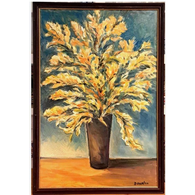 Modern Large Oil Painting Flowers Vase Floral Still Life Original Framed by Donalee For Sale - Image 3 of 3