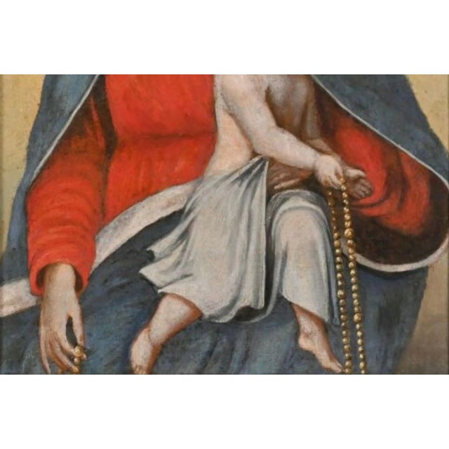 Baroque French School Artist, Virgin of the Rosary and Child, 17th Century, Oil on Canvas For Sale - Image 3 of 6