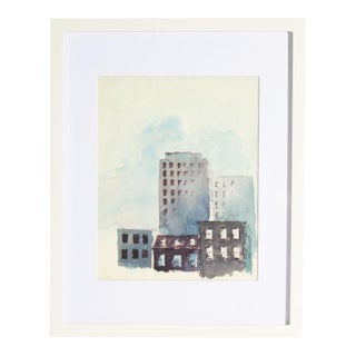 Watercolor Cityscape Painting by Bill Abel For Sale