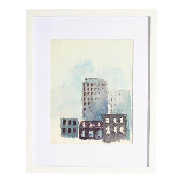 Watercolor Cityscape Painting by Bill Abel For Sale