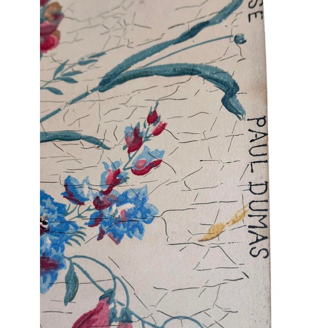 1920s Chateau-Discovered Antique French Paul Dumas Floral Wallpaper Panel - 29"x30" For Sale In Miami - Image 6 of 9
