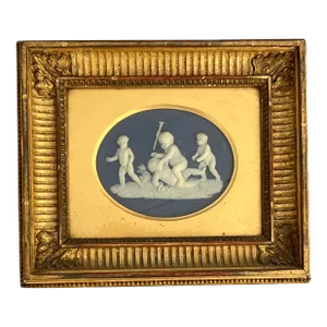 Antique 18th Century George III Wedgwood & Bentley Jasperware Plaque in Gilt Wood Frame Circa 1770