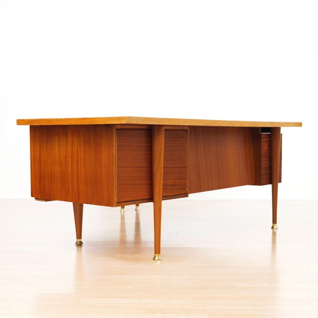 Mid Century Teak Executive Desk With Floating Return, England, 1960s For Sale - Image 11 of 18