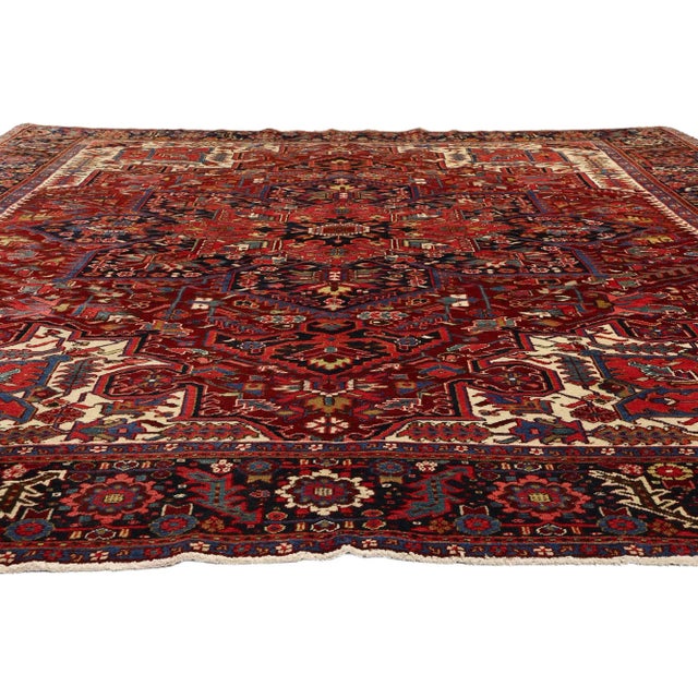 Modern Vintage Persian Heriz Rug - 09'05 X 12'07 For Sale - Image 3 of 9