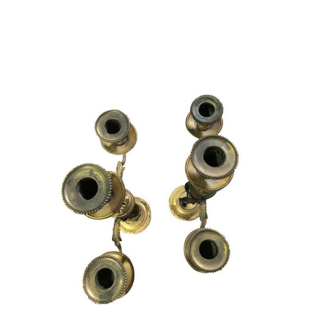 Gold Vintage Antique Bronze Louis Xv Candelabra, Set of 2 For Sale - Image 8 of 13