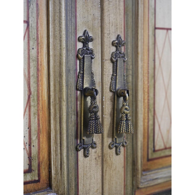 Habersham Style Hand Painted Armoire Tv Unit For Sale - Image 9 of 16