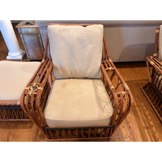 1940s Roosevelt Chairs and Ottoman For Sale - Image 6 of 15