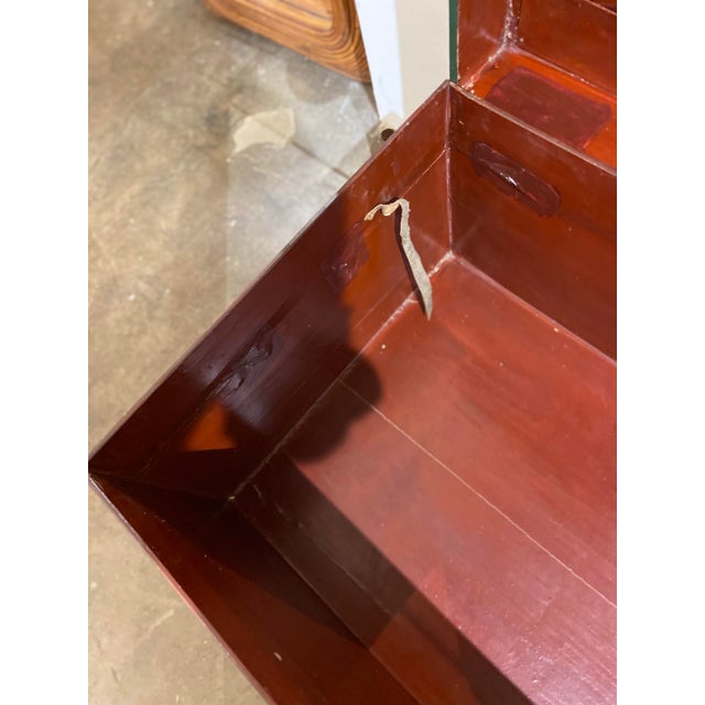 1970s Vintage Chinoiserie Painted Trunk For Sale - Image 4 of 11