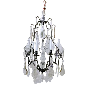 Late 19th Century French Oil Bronze and Crystal Chandelier