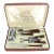 1950s Mid Century Modern Bar Tool Set With Faux Tortoise Bakelite Handles in Original Box For Sale