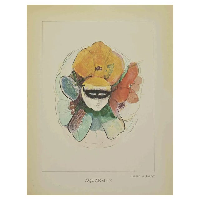 After Odilon Redon, Anémone Humaine Fleurs, Lithograph, 1923 For Sale