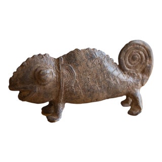 Vintage African Bronze Chameleon For Sale