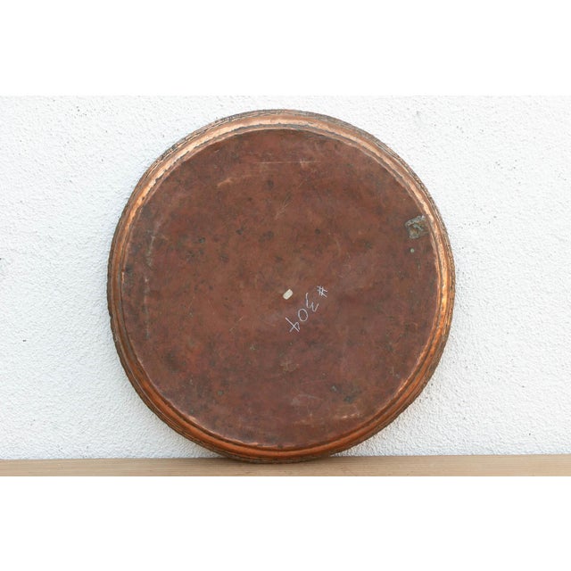 22" Dm Large Antique Copper Charger For Sale - Image 4 of 5