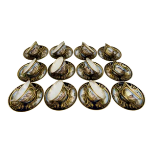 Phenomenal 12 Sevres 19th C, Chateau Des Tuileries 1846 Chateau Scene Cup Saucer