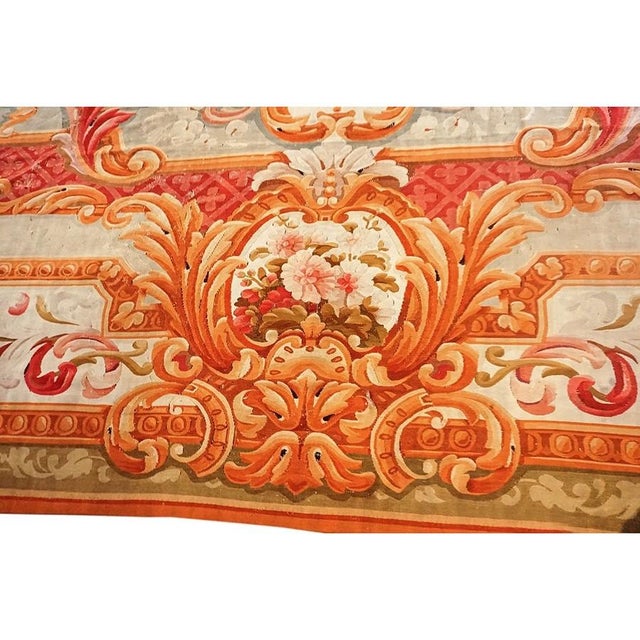 Cerise 1850s Antique Aubusson French Large Wool Flat Weave Coral Rug For Sale - Image 8 of 9
