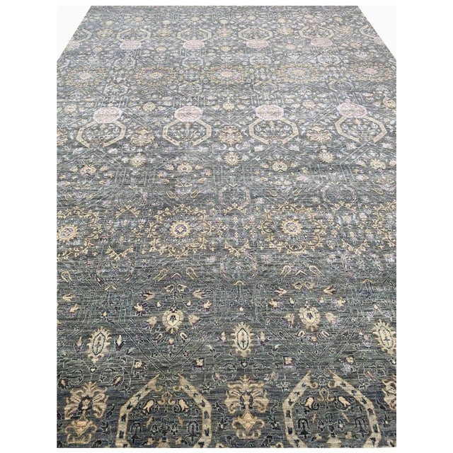 1990s Handwoven Transitional Area Rug 10x14 For Sale - Image 9 of 10