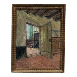 20th Century Belgian Painting With Wooden Frame For Sale