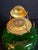 Vintage Hollywood Regency l.e. Smith Emerald Green Moon & Star Glass Finger Oil Lamp Brass Burner Chimney For Sale - Image 15 of 18