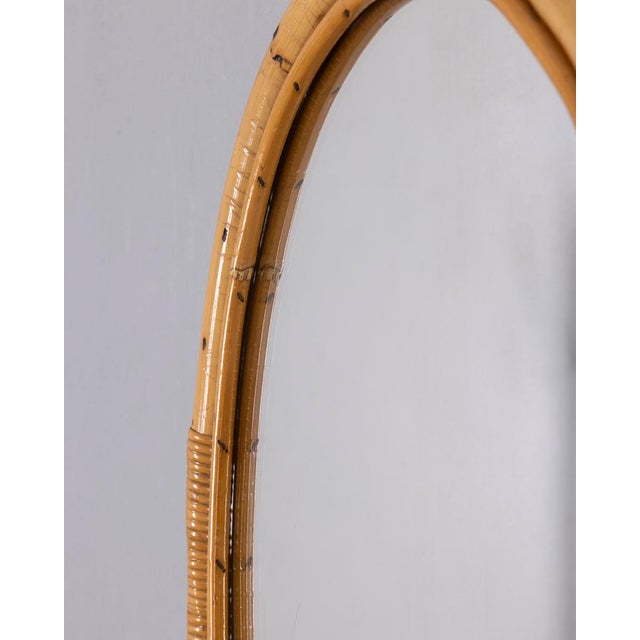 Vintage Oval Wall Mirror in Bamboo, Italy, 1960s For Sale - Image 10 of 11