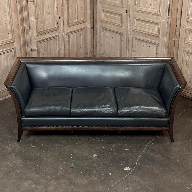 French Directoire Style Mahogany and Leather Canapé ~ Sofa For Sale - Image 11 of 18