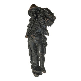 Traditional English Victorian Shire Man Holding Sheaf Wheat Cast Iron Sculpture For Sale