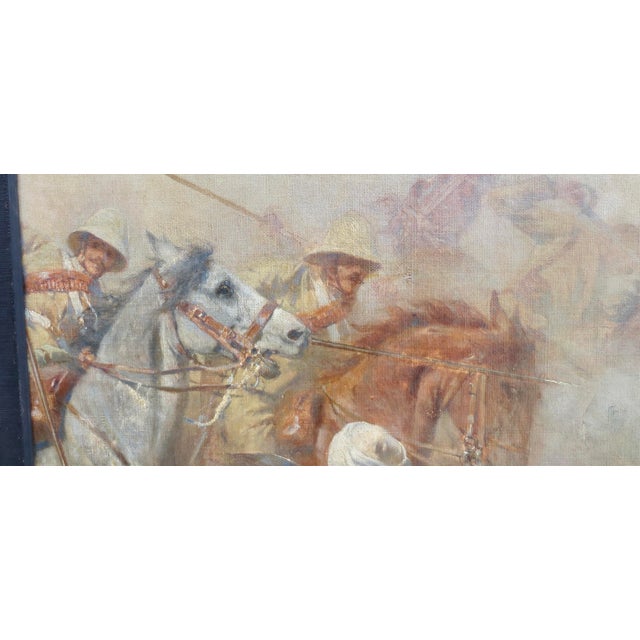 1950s Antique Illustration of Gordon at Khartoum Battle Scene Oil on Canvas For Sale - Image 5 of 13