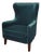 Vintage Green Velvet Wingback Arm Chair For Sale