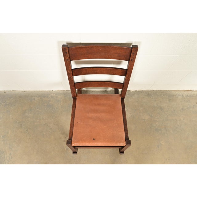 Early 20th Century L. & J. G. Stickley Antique Mission Oak Arts & Crafts Rocking Chair, Circa 1910 For Sale - Image 5 of 13