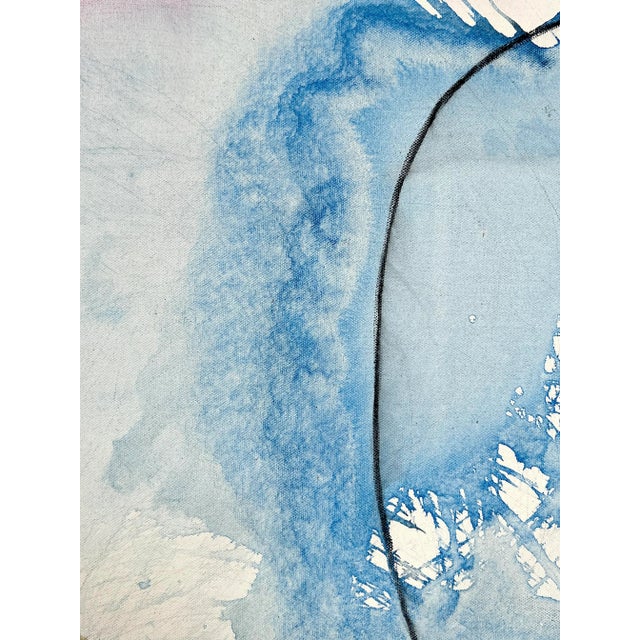 Contemporary Abstract Acrylic, Oil Pastel and Charcoal on Canvas Painting "Ocean View" by Adrienn Krahl For Sale - Image 6 of 7