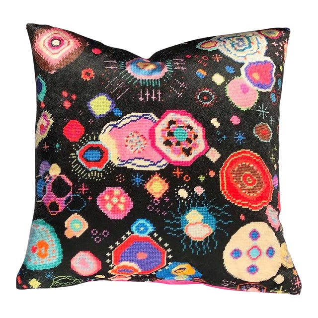 Custom Made "Cosmo Amuse" Velvet Pillow Cover, Original Design For Sale