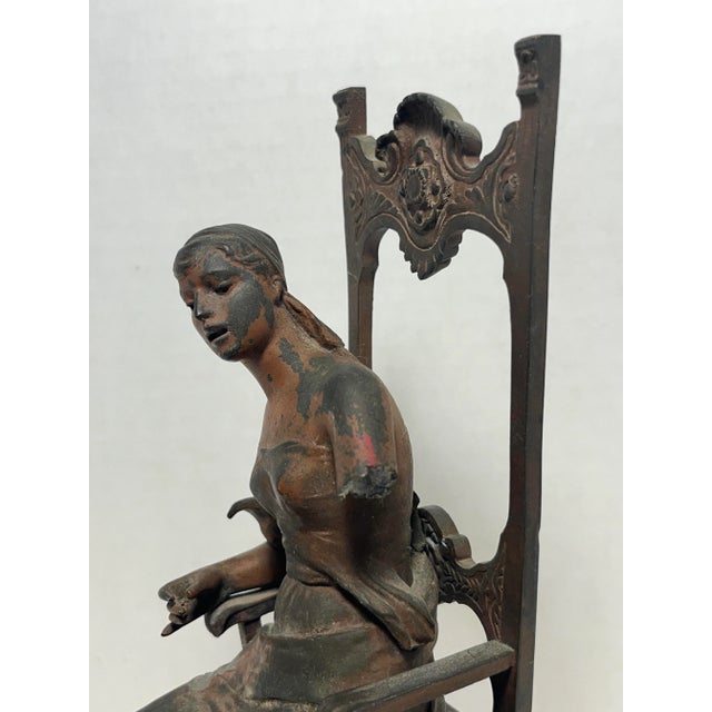 Victorian 19th Century Michel Léonard Béguine (1855-1929) Enthroned Woman Bronze Figurine For Sale - Image 3 of 9