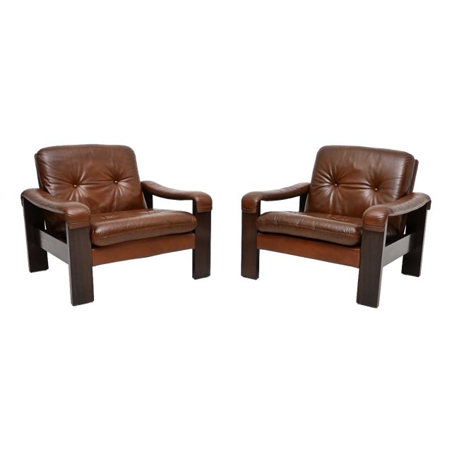 Vintage Danish Leather Chairs, 1960, Set of 2 For Sale