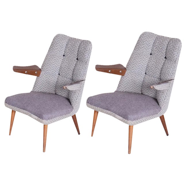 Set of Mid-Century Armchairs in Oak, Czech, 1950s For Sale