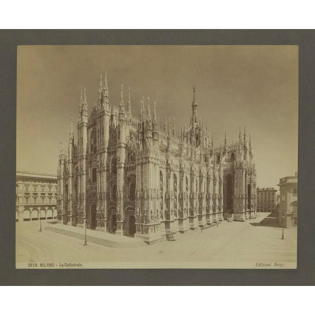 Title: "Late 19th-Century Photograph of Milan Cathedral by Edizioni Brogi" This photograph depicts the Milan Cathedral...