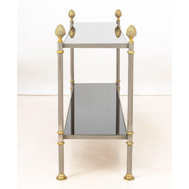 Late 20th Century Maison Jansen Style Steel & Brass Two-Tier Etagere For Sale In New York - Image 6 of 6