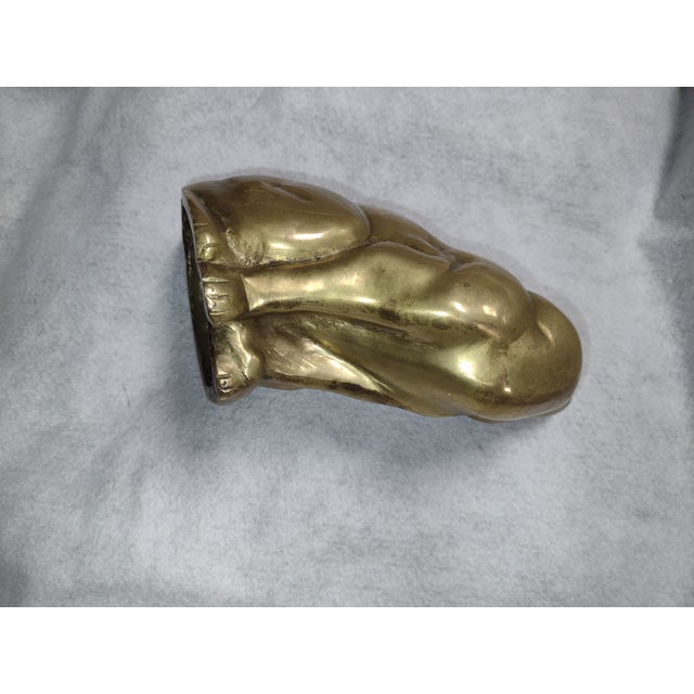 Mid-Century Modern Vintage Brass Crouching Cat Statue For Sale - Image 3 of 5
