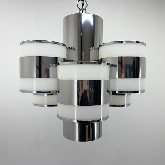 Mid-Century Italian Chrome Chandelier, 1960's For Sale - Image 10 of 15