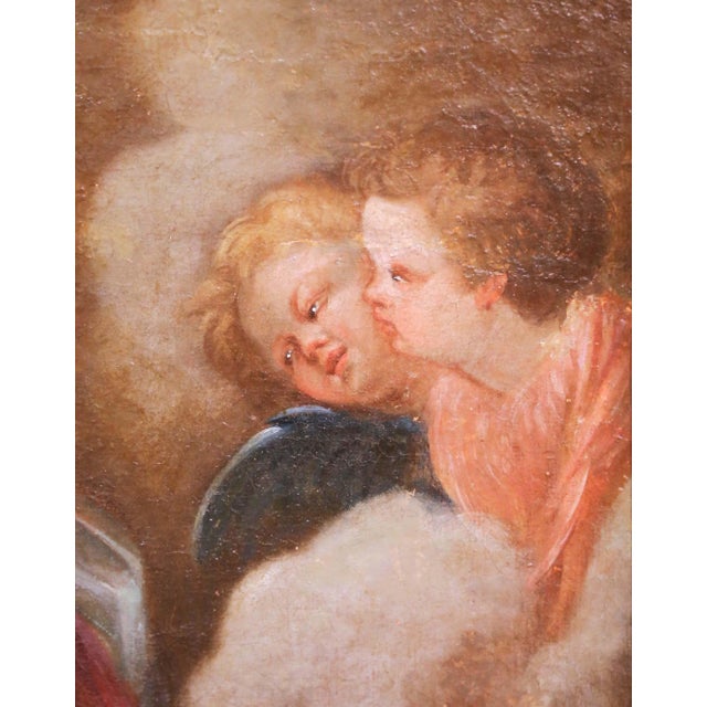 Pink 18th C. French Rococo Oil on Canvas Painting of Saint Cecilia in Giltwood Frame For Sale - Image 8 of 10